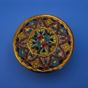 VTG Spain Decorative Cercolon Pintado A Mano Ceramic 24k Plate Trivet 5.5"
